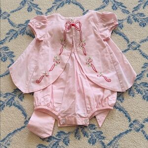 Pink Embroidered Kids One Piece